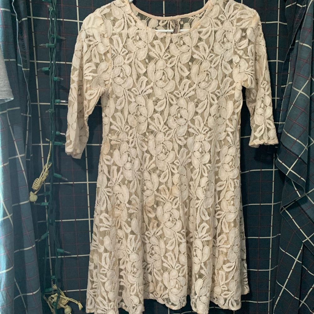 Free People Cream Lace Dress